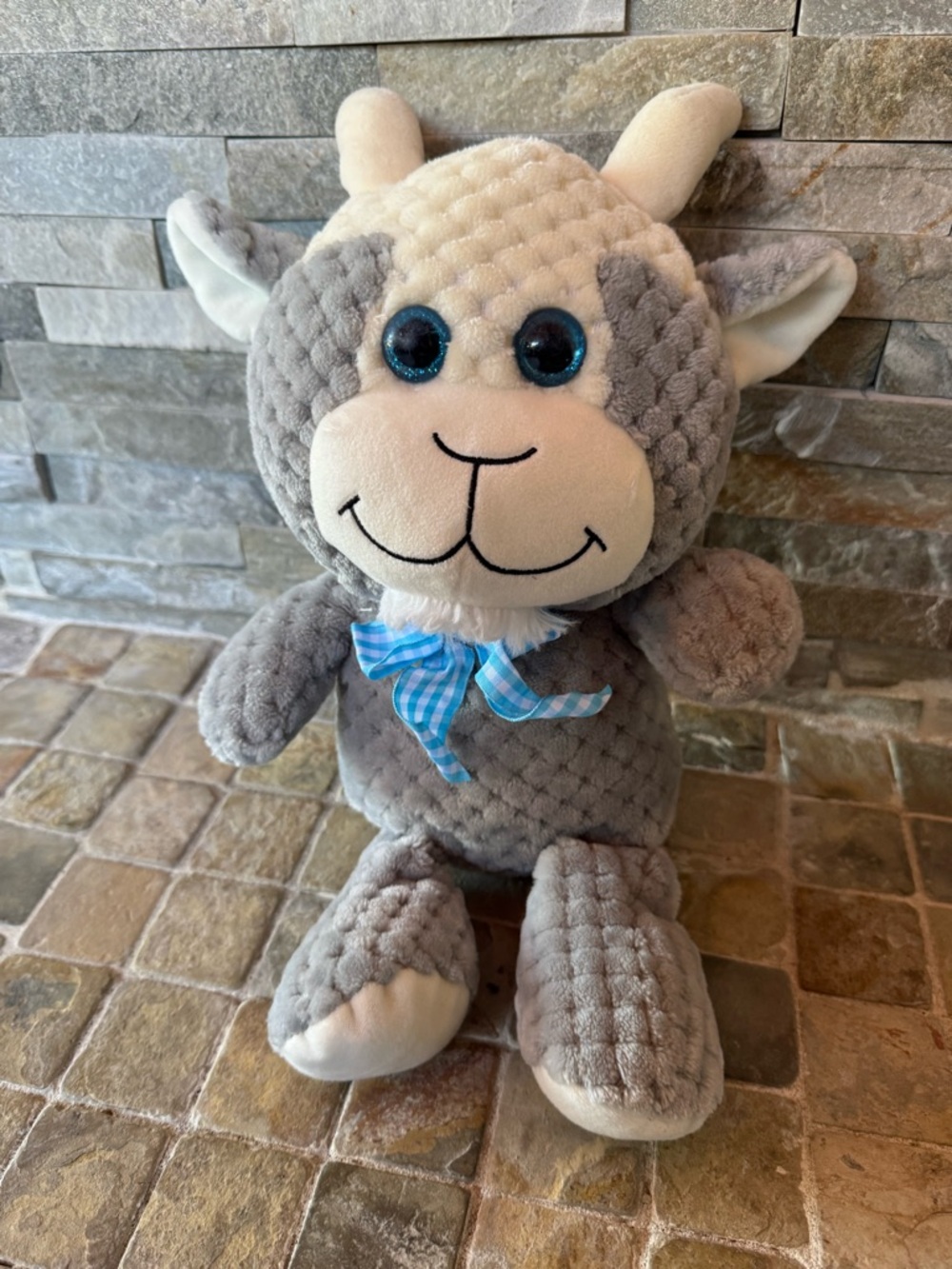 Kellytoy Gray Plush goat with Blue Eyes